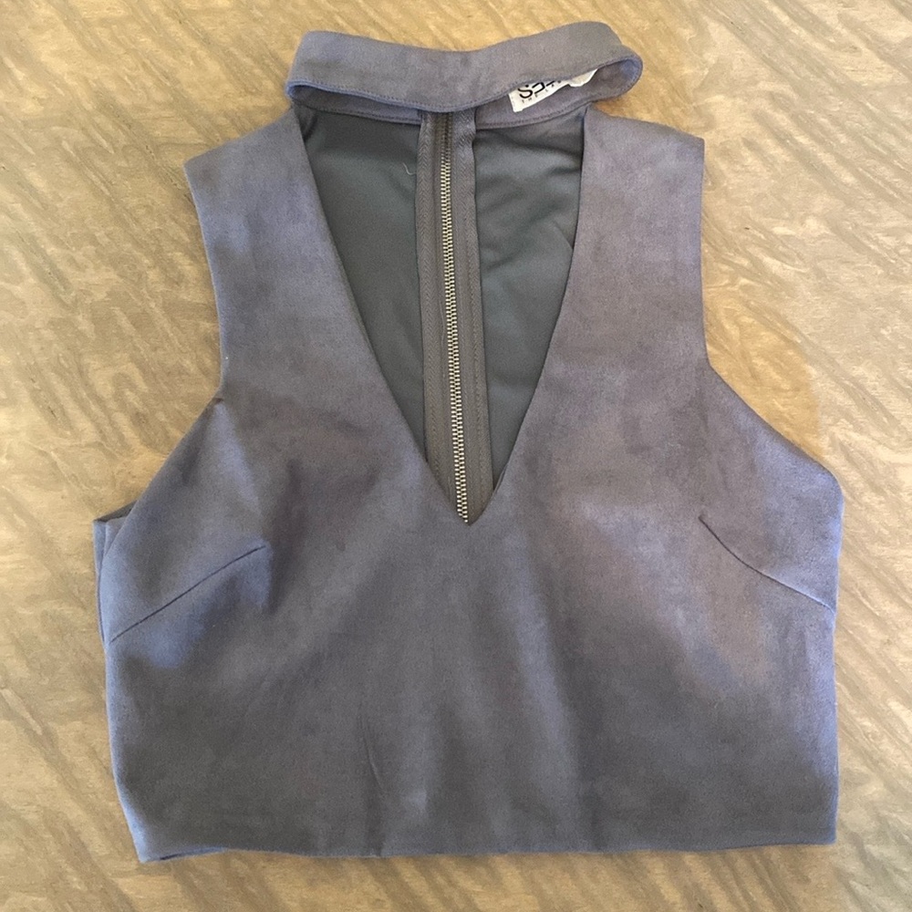 SEEK The Label LF Gray Suede Choker Top